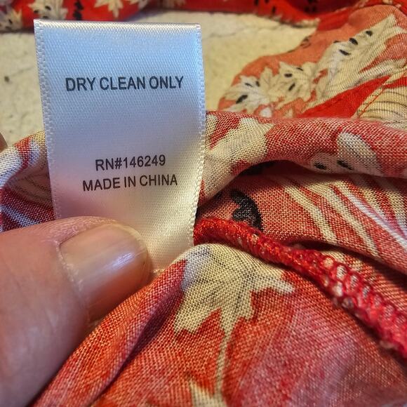 Aakaa Anthropologie Sz Large Rayon Cherry Red Floral Halter Tank Slip Sun Dress - Picture 11 of 13